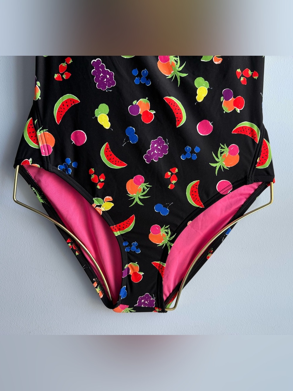 Kate Spade Women's Black & Colorful Fruits One Piece Tie Swimsuit Size Small - Picture 3 of 11